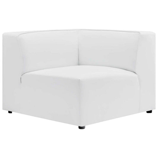 Modway Mingle Vegan Leather Sectional Sofa Corner Chair, White 37 x 37 x 27