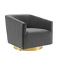 Modway Twist Performance Velvet Accent Lounge Swivel Chair, Gold Charcoal