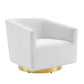 Modway Twist Performance Velvet Accent Lounge Swivel Chair, Gold White