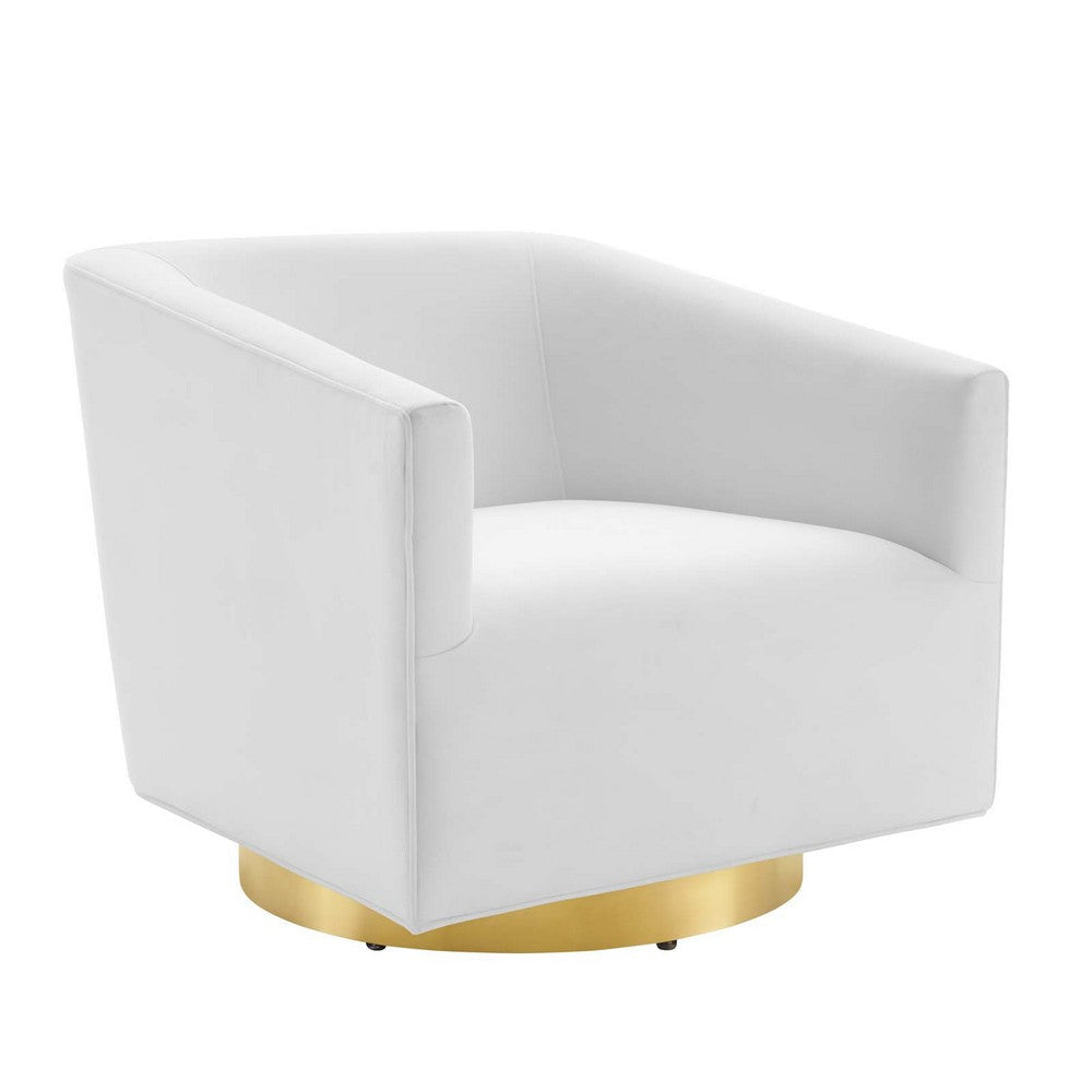 Modway Twist Performance Velvet Accent Lounge Swivel Chair, Gold White