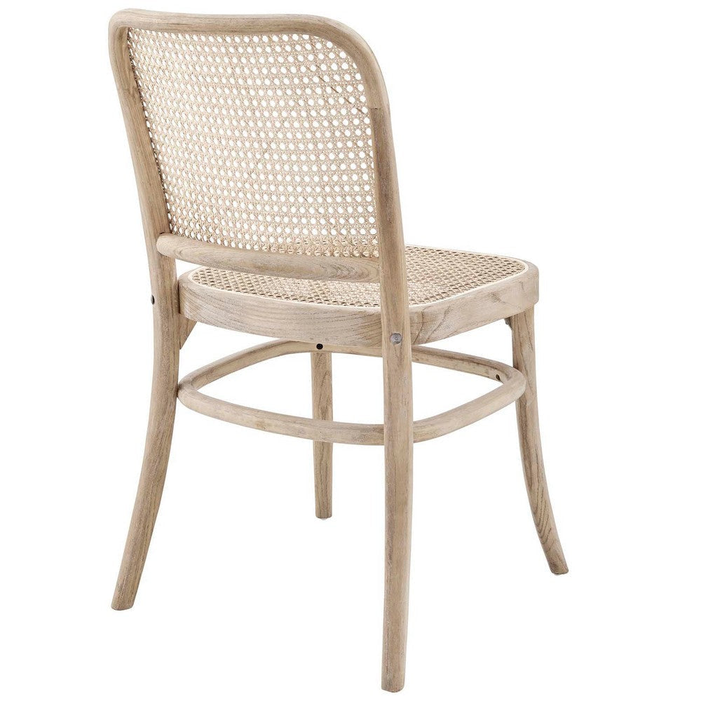 Modway Winona Elm Wood Cane Rattan Seat Dining Side Chair Gray MDY-EEI-4646-GRY