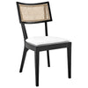 Modway Caledonia Wood Dining Chair with Cane Rattan in Black White