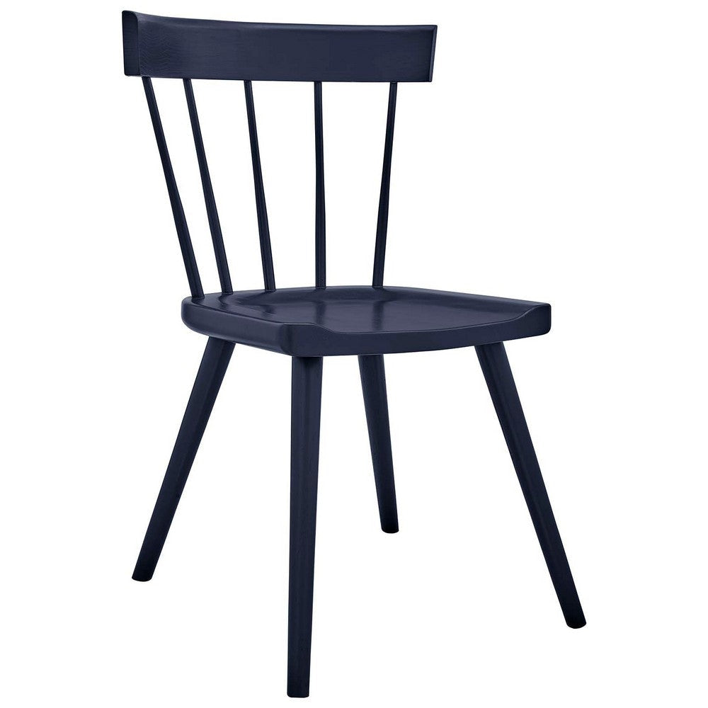 Modway Sutter Modern Farmhouse Wood Dining Chair in Midnight Blue 21 x 21.5 x 32.5