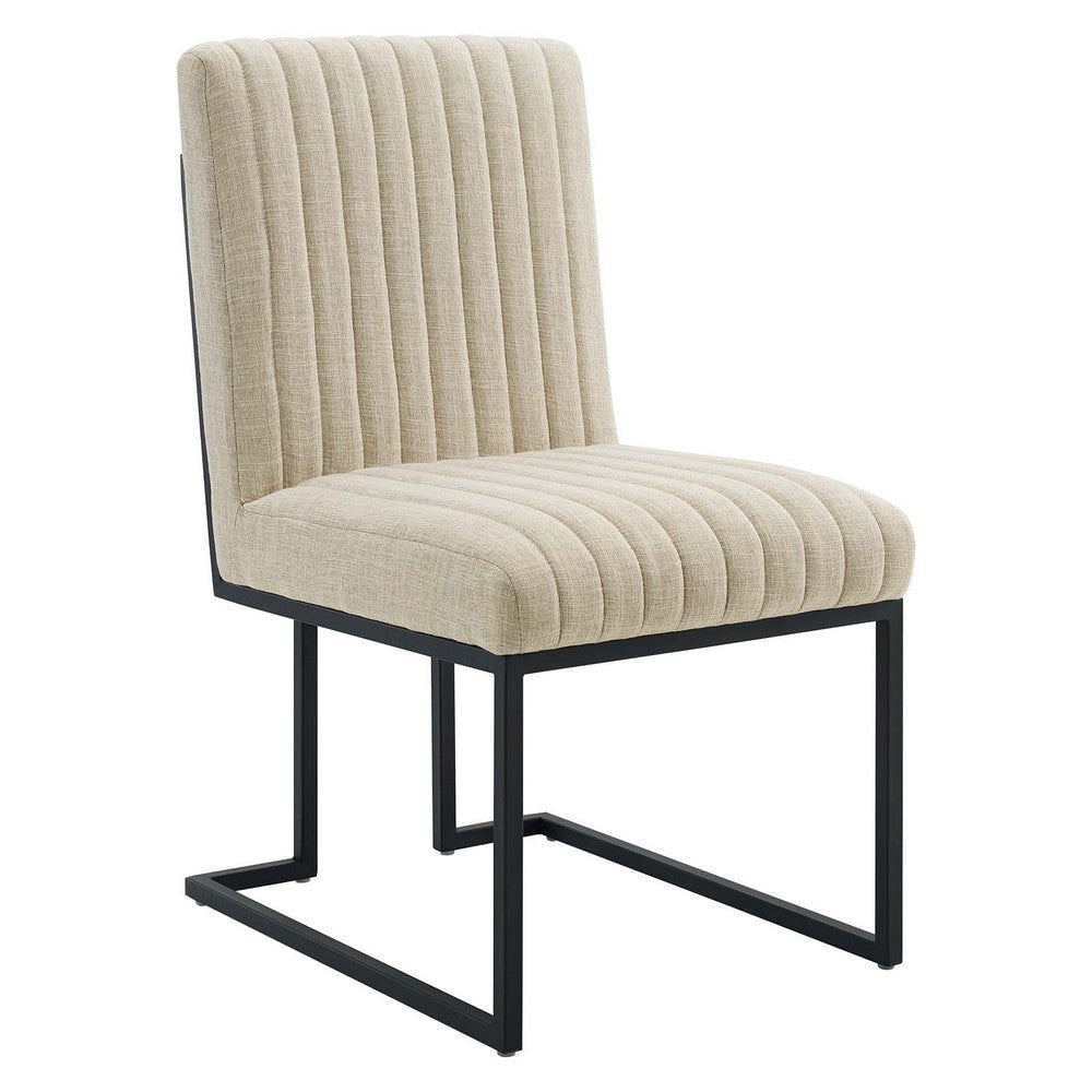 Modway Indulge Channel Tufted Fabric Dining Chair, Beige