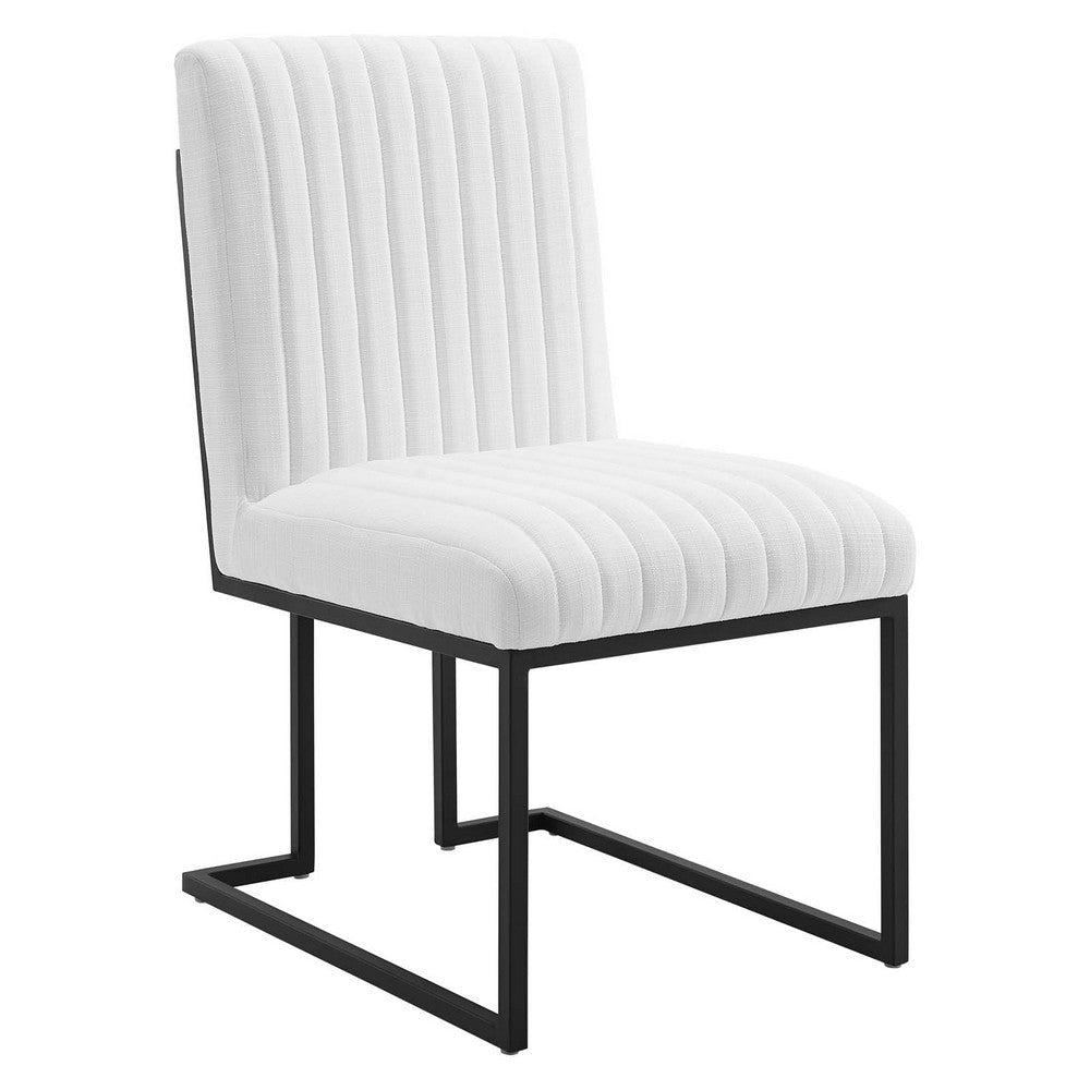 Modway Indulge Channel Tufted Fabric Dining Chair, White