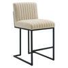 Modway Indulge Channel Tufted Fabric Counter-Height Bar Stool in Beige