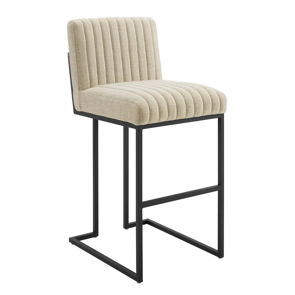 Modway Indulge Channel Tufted Fabric Bar Stool in Beige