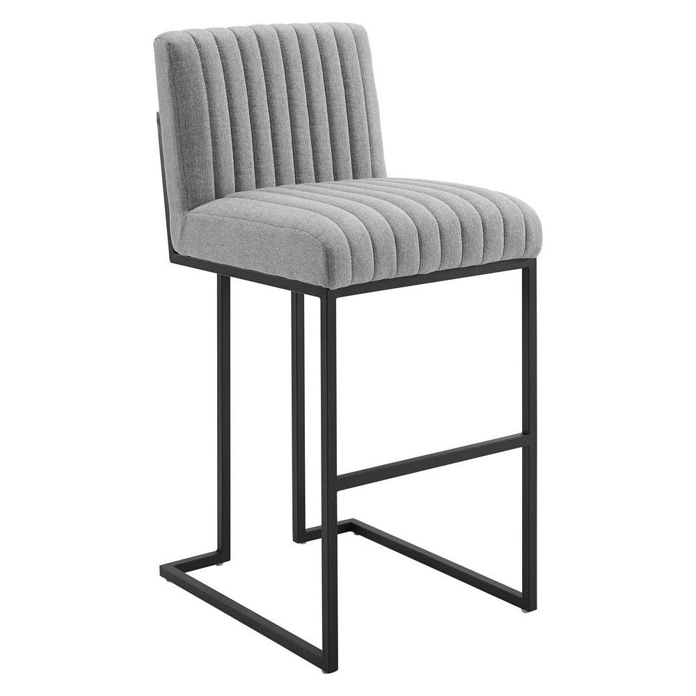 Modway Indulge Channel Tufted Fabric Bar Stool in Light Gray