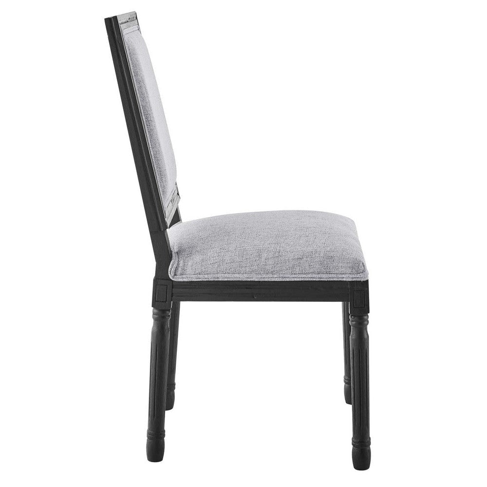 Court French Vintage Upholstered Fabric Dining Side Chair - No Shipping Charges MDY-EEI-4661-BLK-LGR