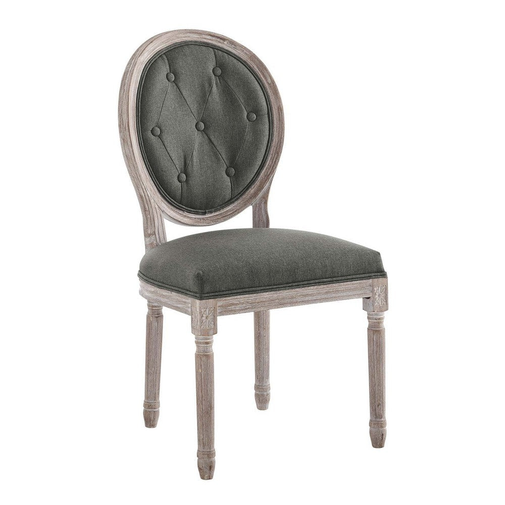 Modway Arise French Vintage Upholstered Fabric Dining Chair in Natural Gray