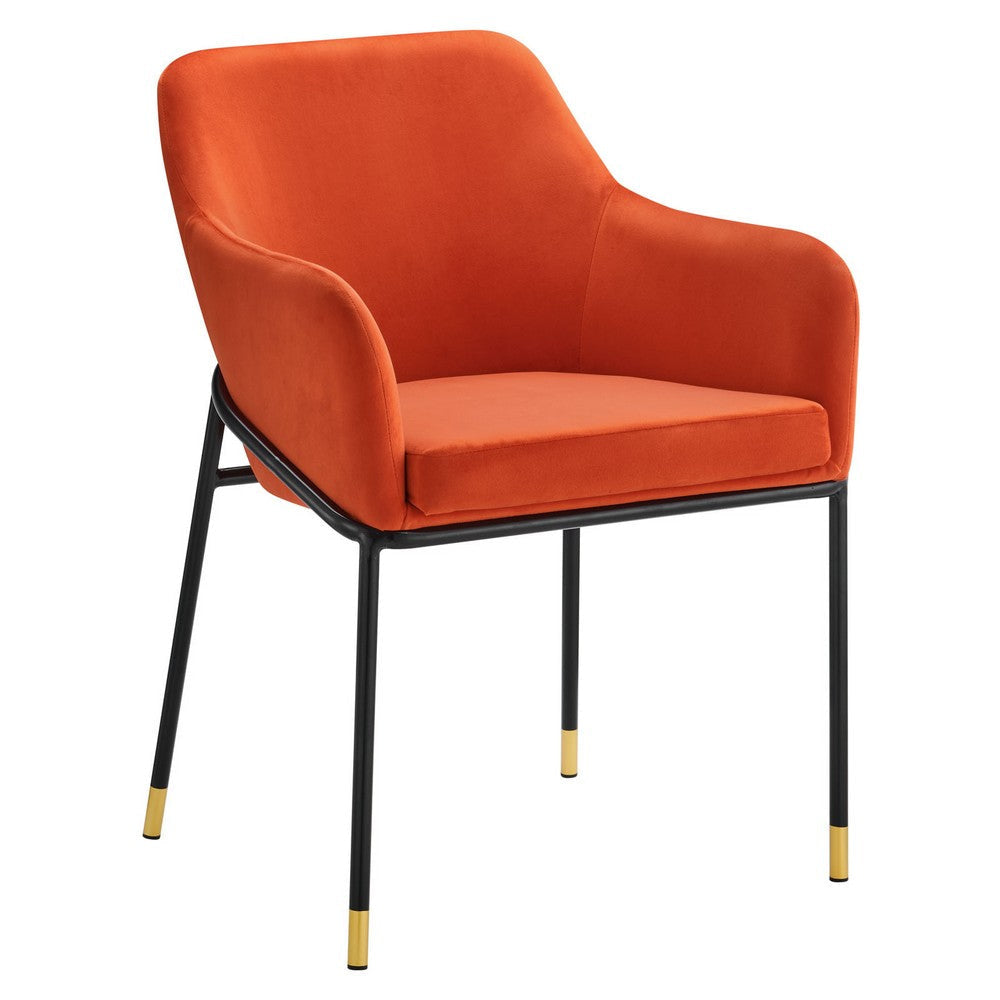 Modway Jovi Performance Velvet Dining Armchair, Black Orange