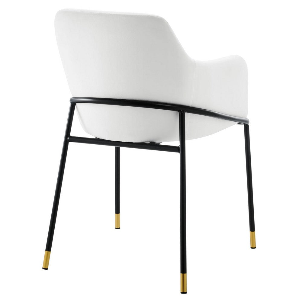 Modway Jovi Performance Velvet Dining Armchair Black White MDY-EEI-4671-BLK-WHI