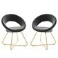 Modway Nouvelle Moday Performance Velvet Dining Chairs in Gold Charcoal-Set of 2