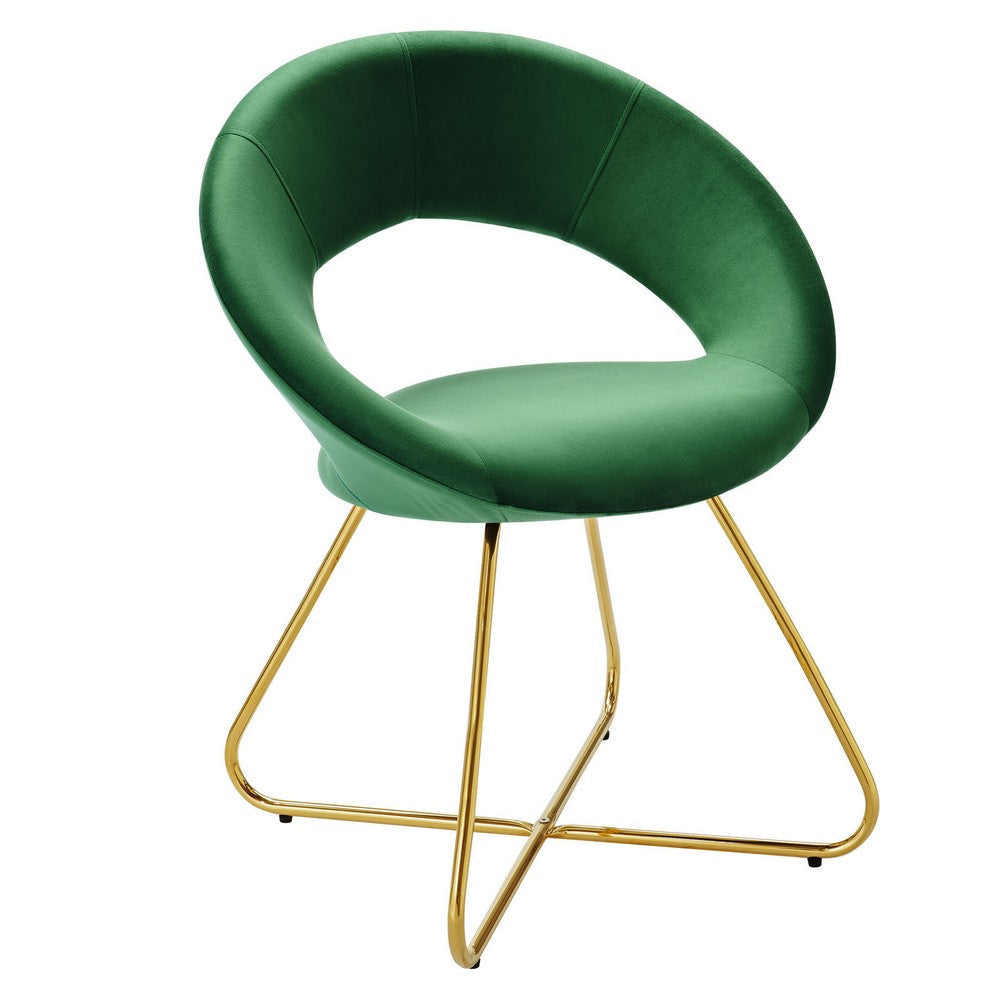 Modway Nouvelle Moday Performance Velvet Dining Chairs in Gold Emerald-Set of 2 MDY-EEI-4681-GLD-EME