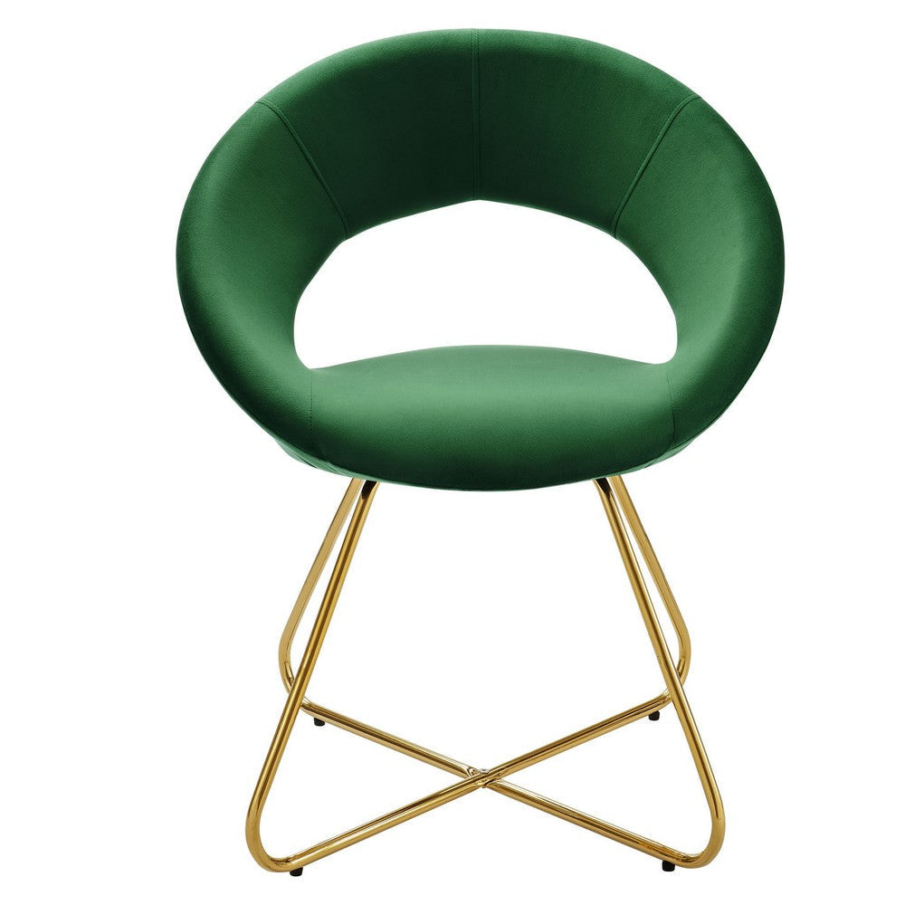 Modway Nouvelle Moday Performance Velvet Dining Chairs in Gold Emerald-Set of 2 MDY-EEI-4681-GLD-EME