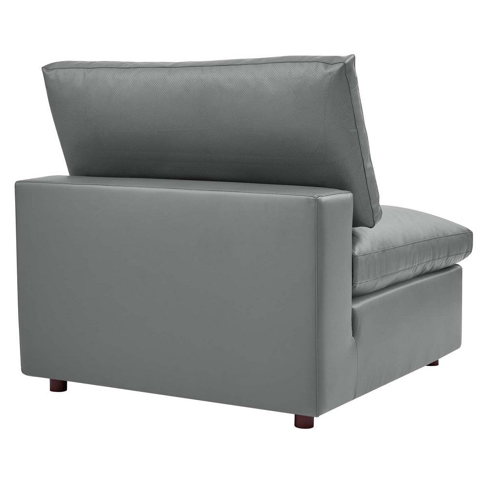 Modway Commix Modular Sofa Armless Chair Gray Vegan Leather MDY-EEI-4694-GRY