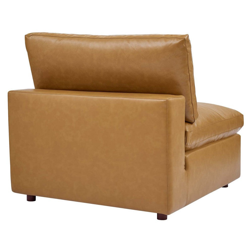 Modway Commix Modular Sofa Armless Chair Tan Vegan Leather MDY-EEI-4694-TAN