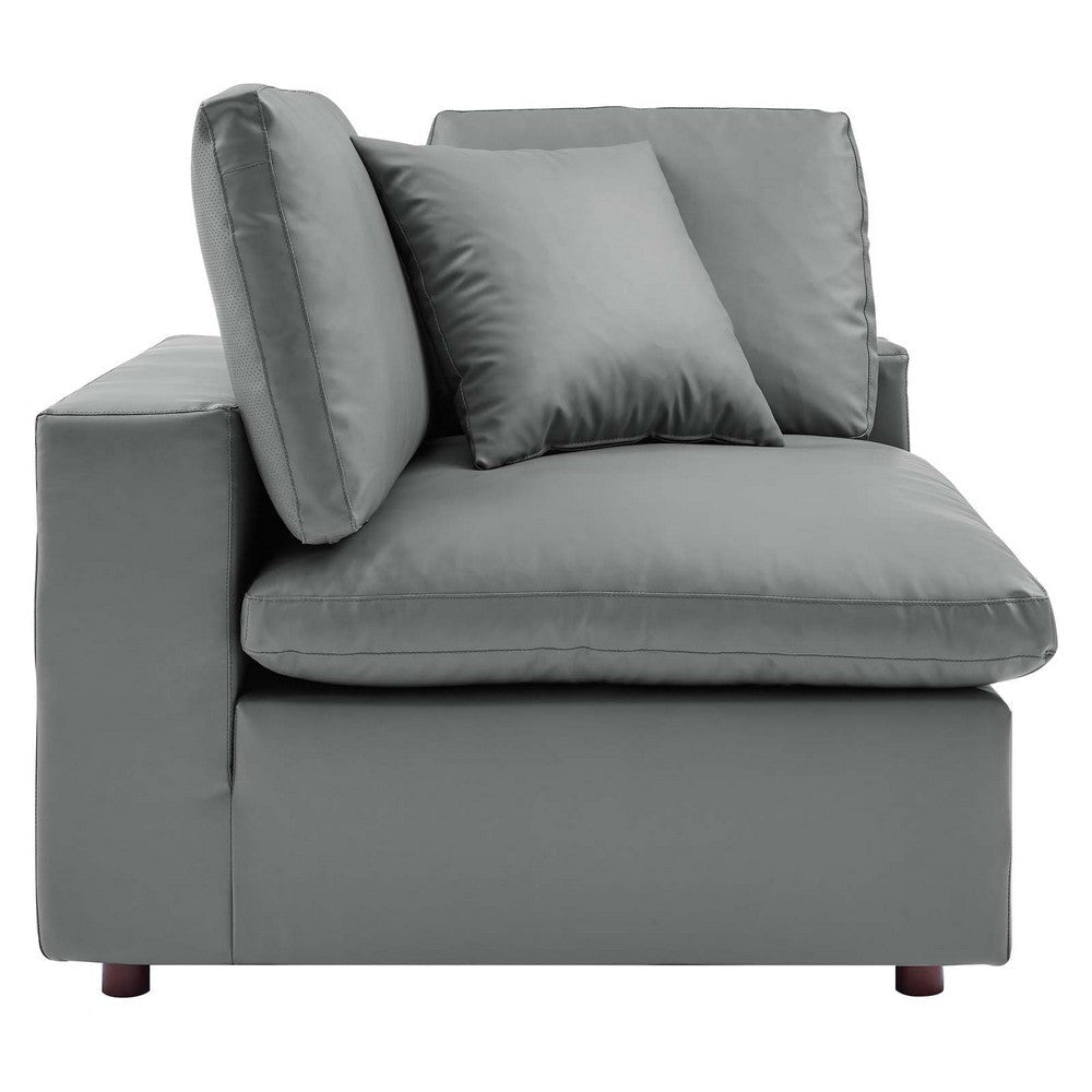 Modway Commix Modular Sofa Corner Chair Gray Vegan Leather MDY-EEI-4696-GRY