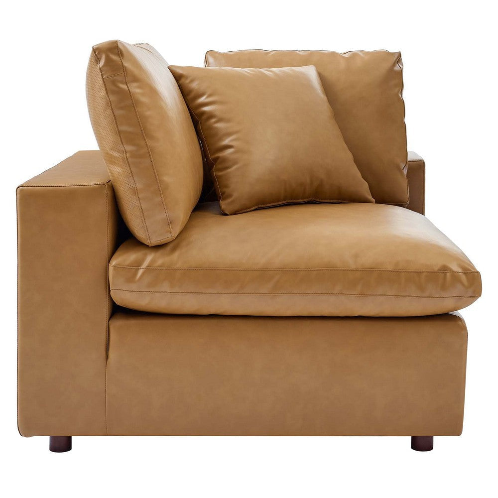 Modway Commix Modular Sofa Corner Chair Tan Vegan Leather MDY-EEI-4696-TAN