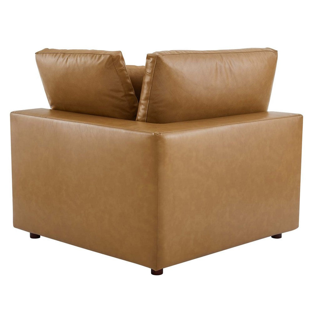 Modway Commix Modular Sofa Corner Chair Tan Vegan Leather MDY-EEI-4696-TAN