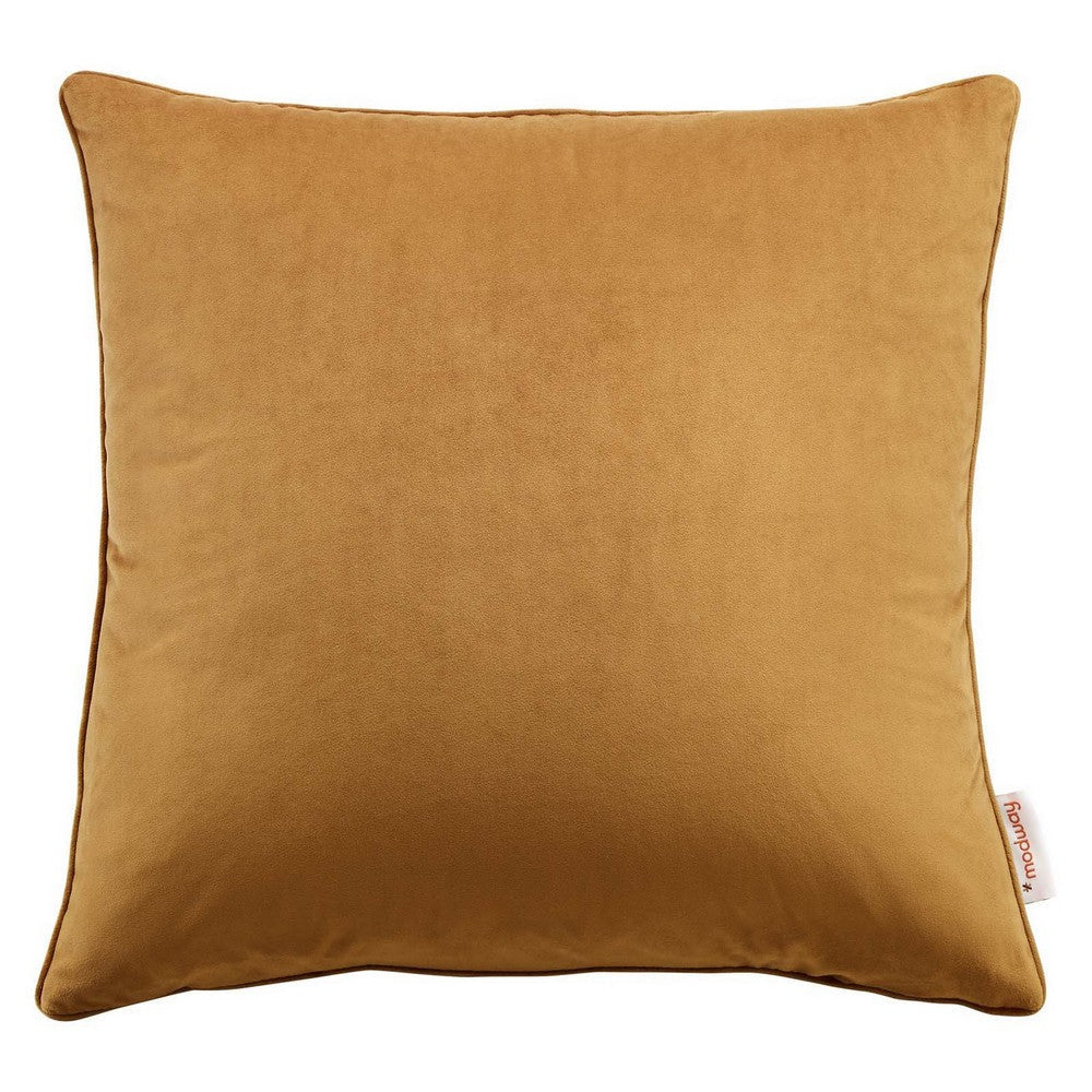 Modway Enhance Performance Velvet Throw Pillow, 18" x 18", Cognac