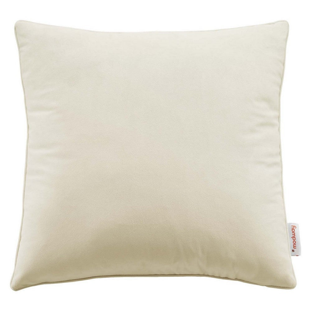 Modway Enhance Performance Velvet Throw Pillow, 18" x 18", Ivory