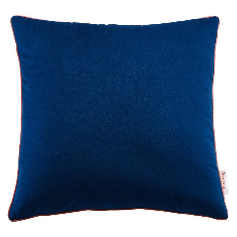 Modway Accentuate 18" Performance Velvet Accent Throw Pillow, 18" x 18", Navy Blossom