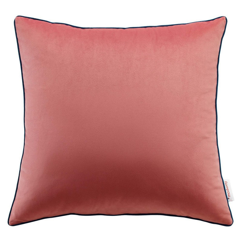 Modway Accentuate 20" Performance Velvet Accent Throw Pillow, 20" x 20", Blossom Navy