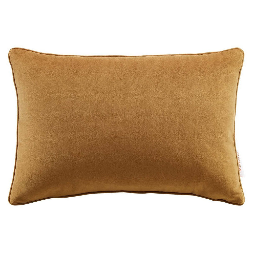 Modway Enhance Lumbar Performance Velvet Accent Throw Pillow, 12" x 18", Cognac