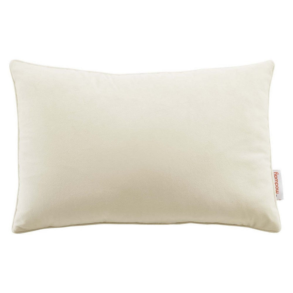 Modway Enhance Lumbar Performance Velvet Accent Throw Pillow, 12" x 18", Ivory