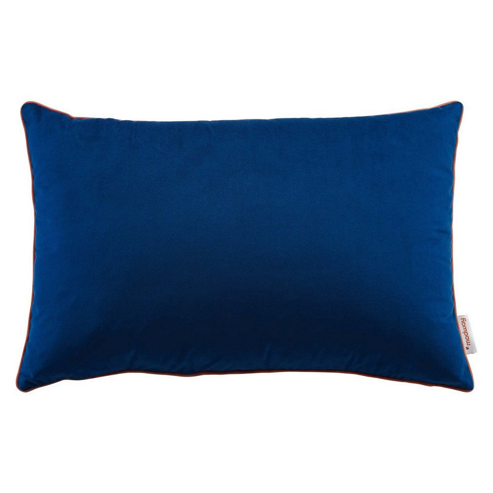 Modway Accentuate 24" Lumbar Performance Velvet Accent Throw Pillow, 16" x 24", Navy Blossom