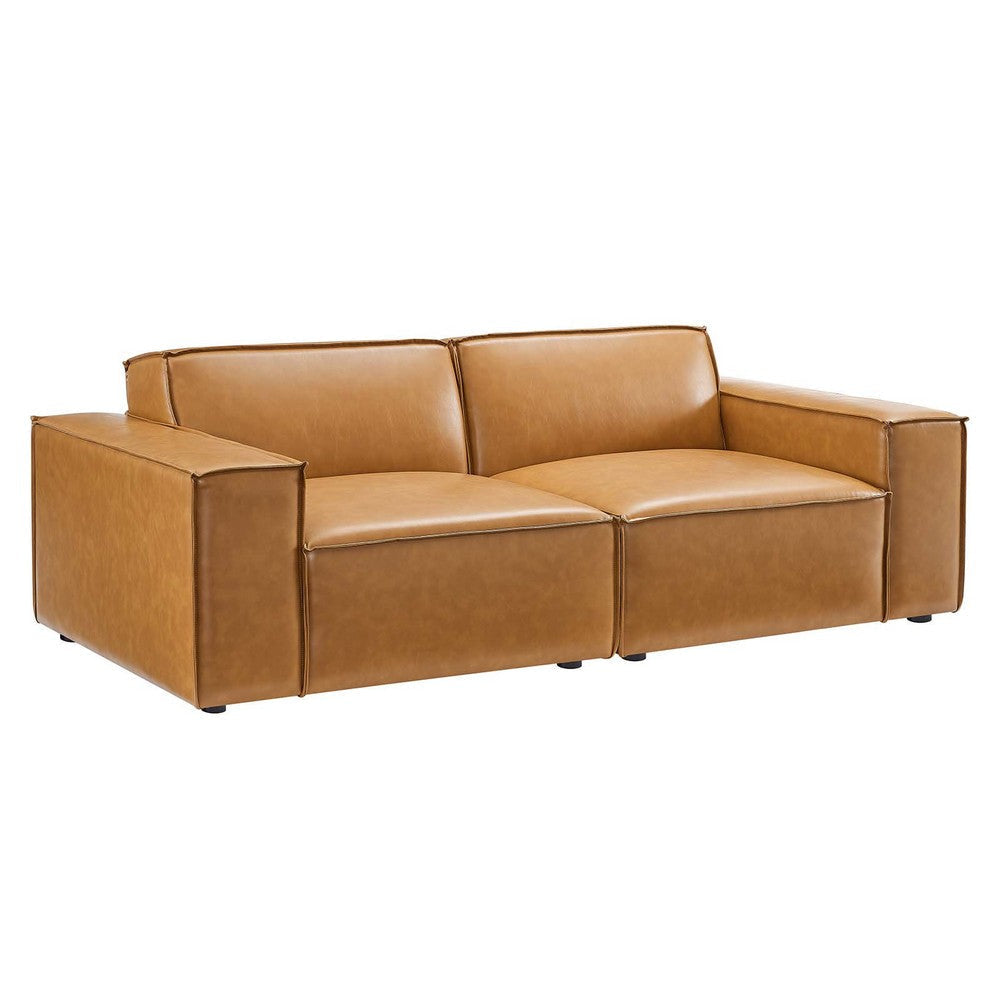 Modway Restore Vegan Leather Sectional Sofa, 40.5" L x 83" W x 28" H, Tan