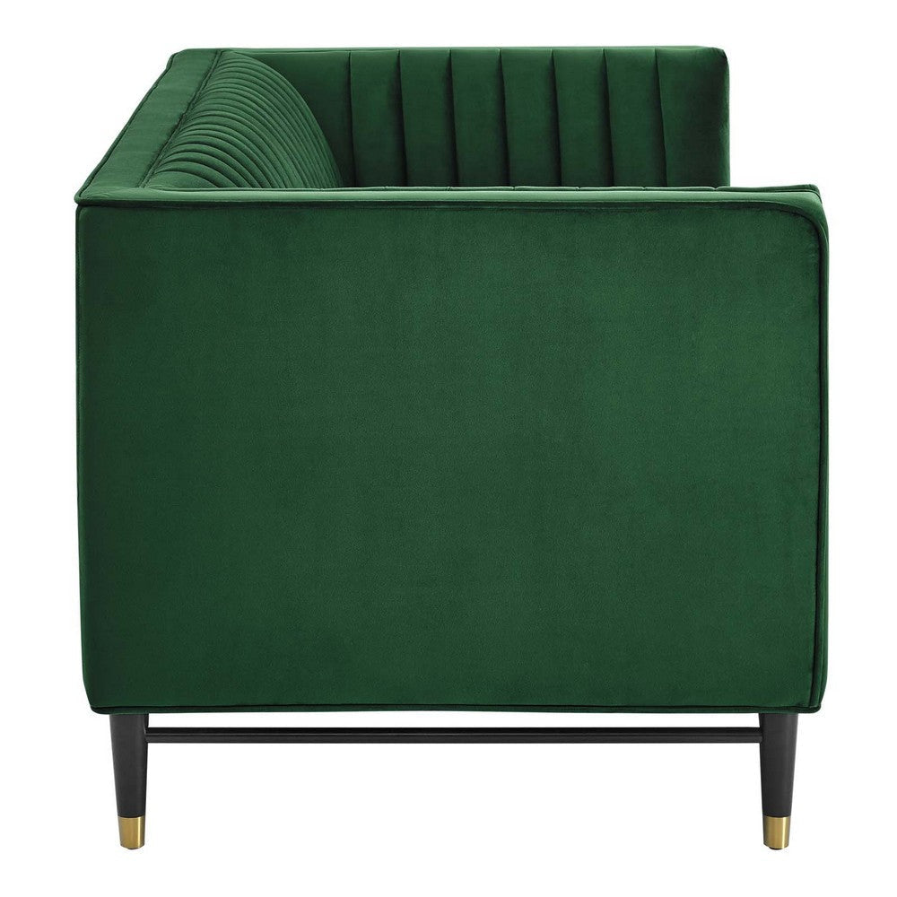 Modway Devote Channel Tufted Performance Velvet Loveseat Emerald MDY-EEI-4718-EME