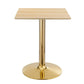 Modway Verne Square Wood Grain 24" Dining Table in Gold Natural