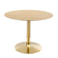 Modway Verne Round Wood Grain 40" Dining Table in Gold Natural