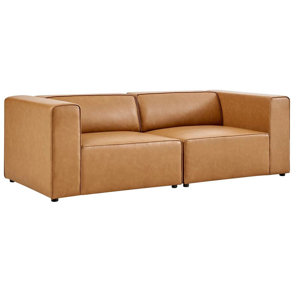 Modway Mingle Vegan Leather 2-Piece Sectional Loveseat, Tan