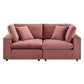 Modway Commix Modular Sofa Loveseat Dusty Rose Performance Velvet MDY-EEI-4816-DUS