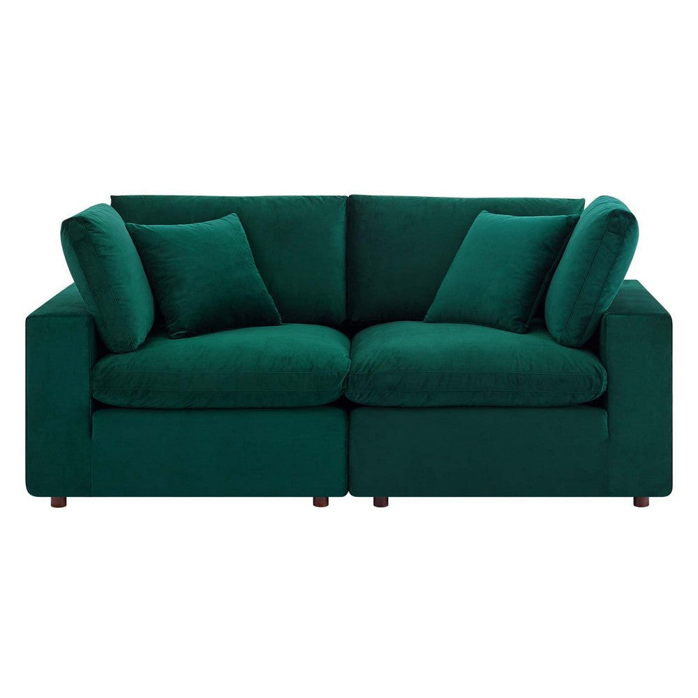 Modway Commix Modular Sofa Loveseat Green Performance Velvet MDY-EEI-4816-GRN