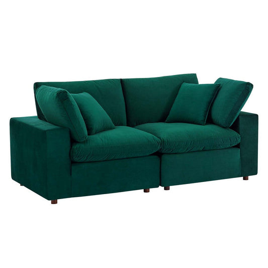 Modway Commix Modular Sofa, Loveseat, Green Performance Velvet