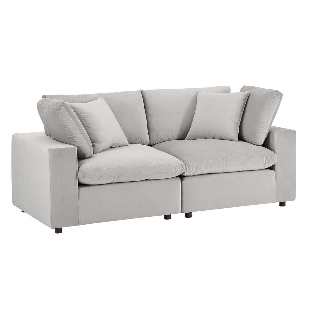 Modway Commix Modular Sofa, Loveseat, Light Gray Performance Velvet