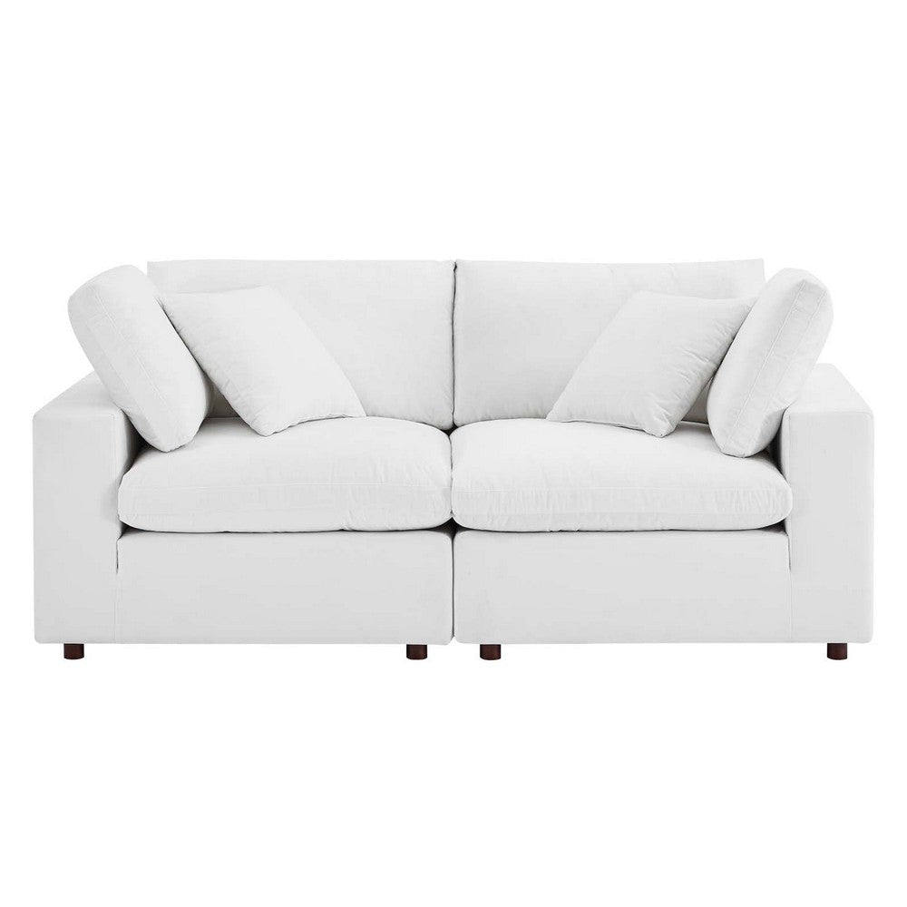 Modway Commix Modular Sofa Loveseat White Performance Velvet MDY-EEI-4816-WHI