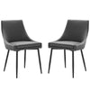 Modway Viscount Vegan Leather Side Dining Chairs-Set of 2, Black Gray