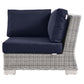 Modway Conway Outdoor Patio Wicker Rattan Corner Chair Light Gray Navy MDY-EEI-4838-LGR-NAV