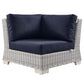 Modway Conway Outdoor Patio Wicker Rattan, Corner Chair, Light Gray Navy