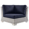 Modway Conway Outdoor Patio Wicker Rattan, Corner Chair, Light Gray Navy