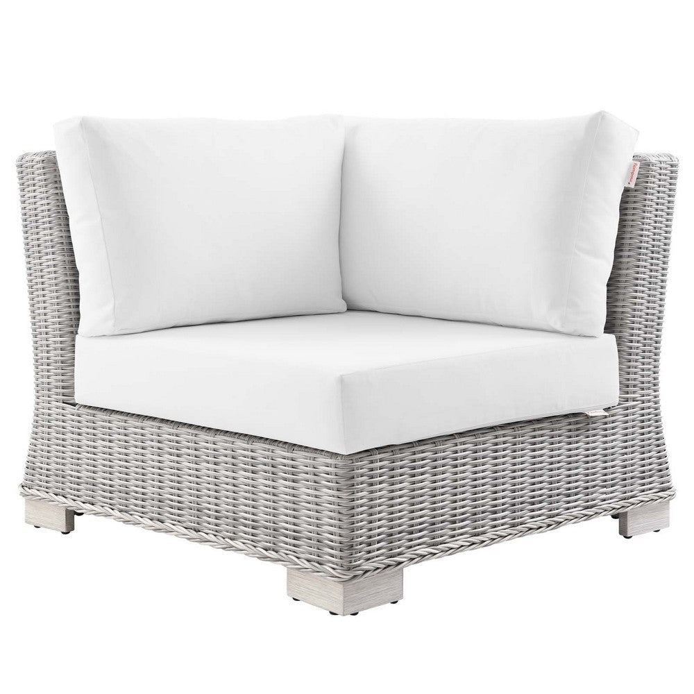 Modway Conway Outdoor Patio Wicker Rattan, Corner Chair, Light Gray White