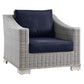 Modway Conway Outdoor Patio Wicker Rattan, Armchair, Light Gray Navy