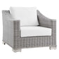 Modway Conway Outdoor Patio Wicker Rattan, Armchair, Light Gray White