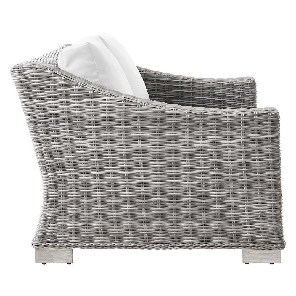 Modway Conway Outdoor Patio Wicker Rattan Loveseat Light Gray White MDY-EEI-4841-LGR-WHI