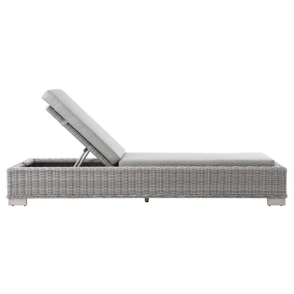 Modway Conway Outdoor Patio Wicker Rattan Chaise Lounge Light Gray Gray MDY-EEI-4843-LGR-GRY